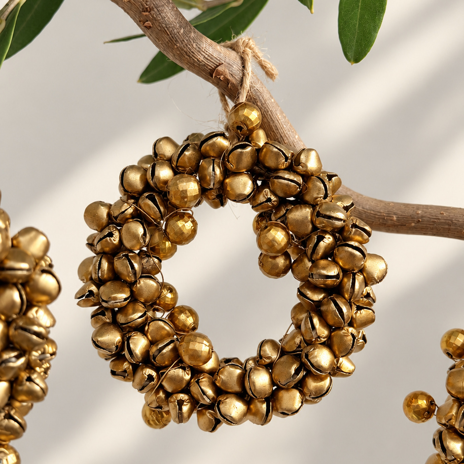 Antique Gold Bell Wreath Christmas Decoration