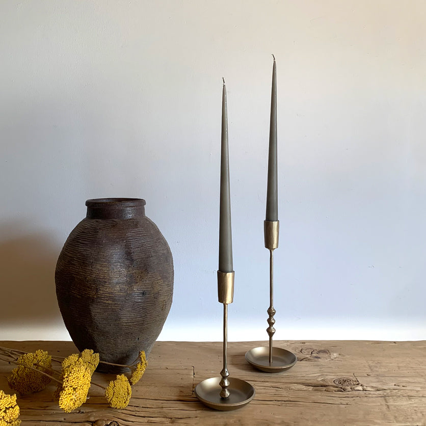 Hand forged candle holder Gold 23 cm