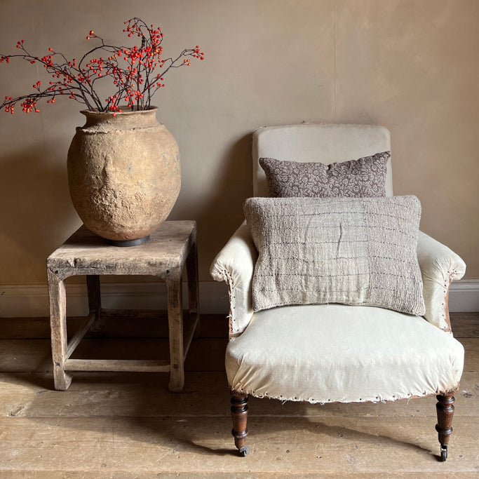 Natural stripe linen cushion