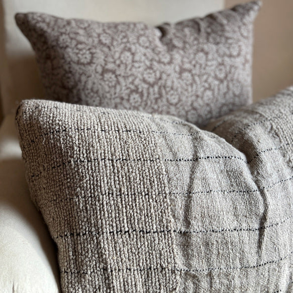 Natural stripe linen cushion