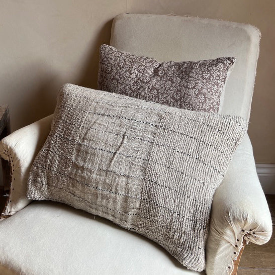 Natural stripe linen cushion