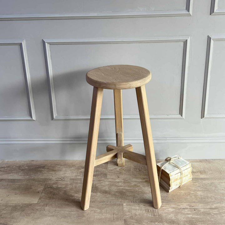 Reclaimed Wood Round Bar Stool