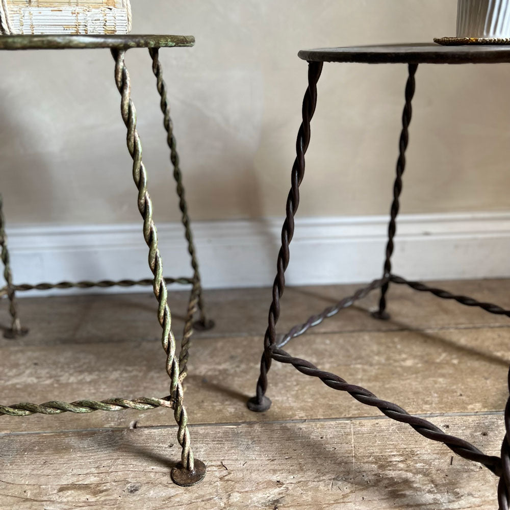 Antique round side table iron