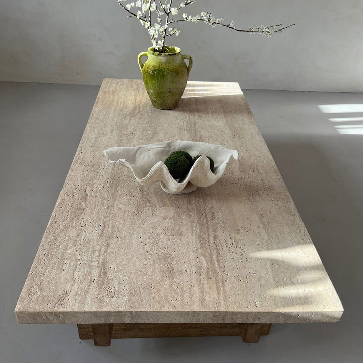 Travertine - Wood Coffee Table