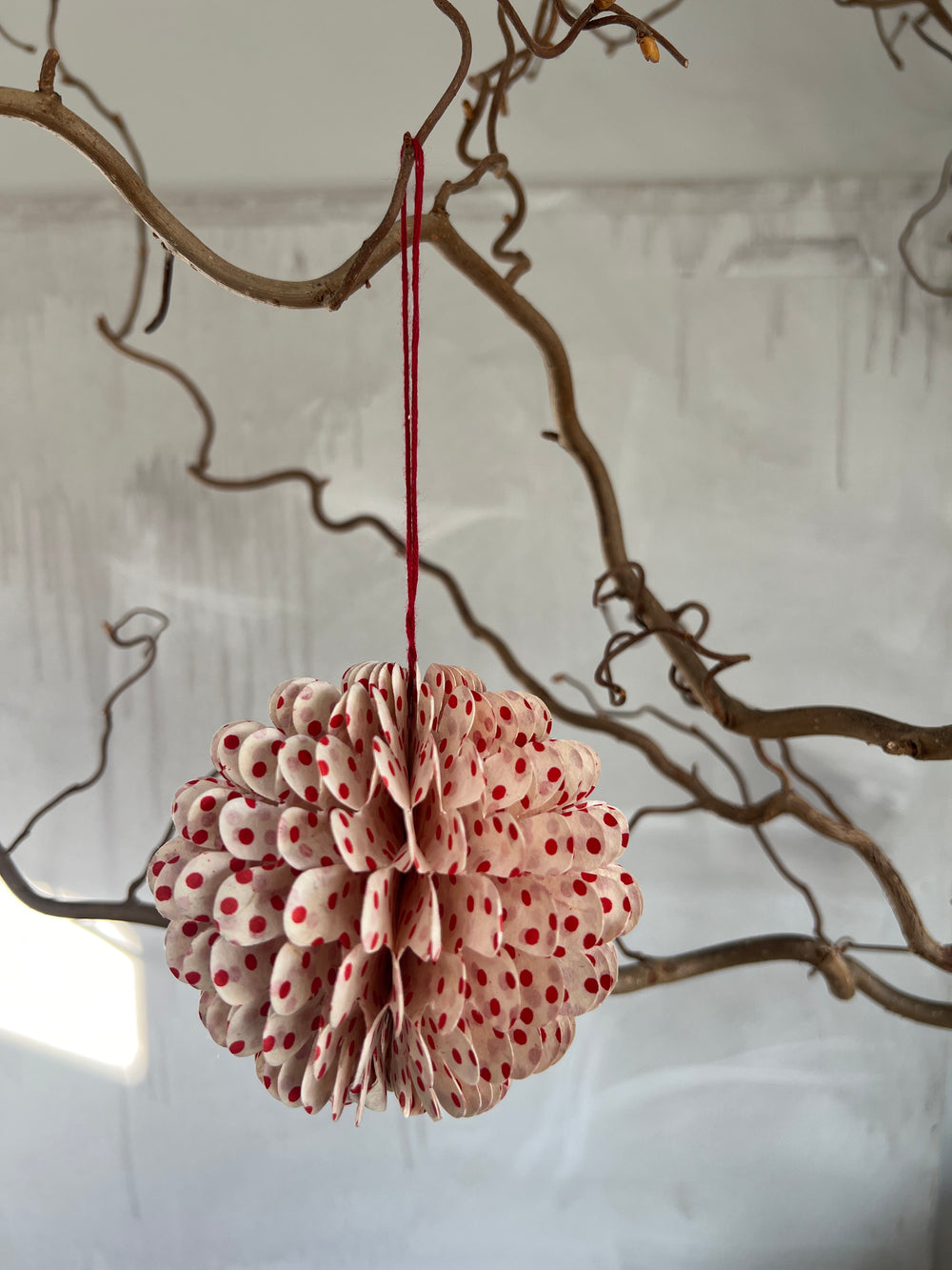 Honeycomb Flower Decoration | Polka Dot Red