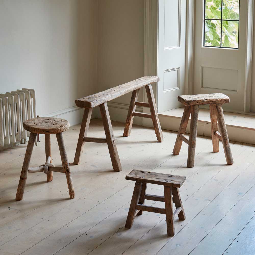 vintage stools and benches from Home Barn