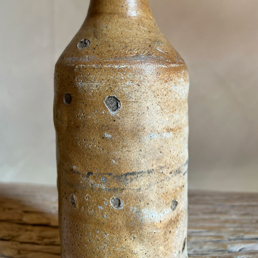 Antique French stoneware wine bottle