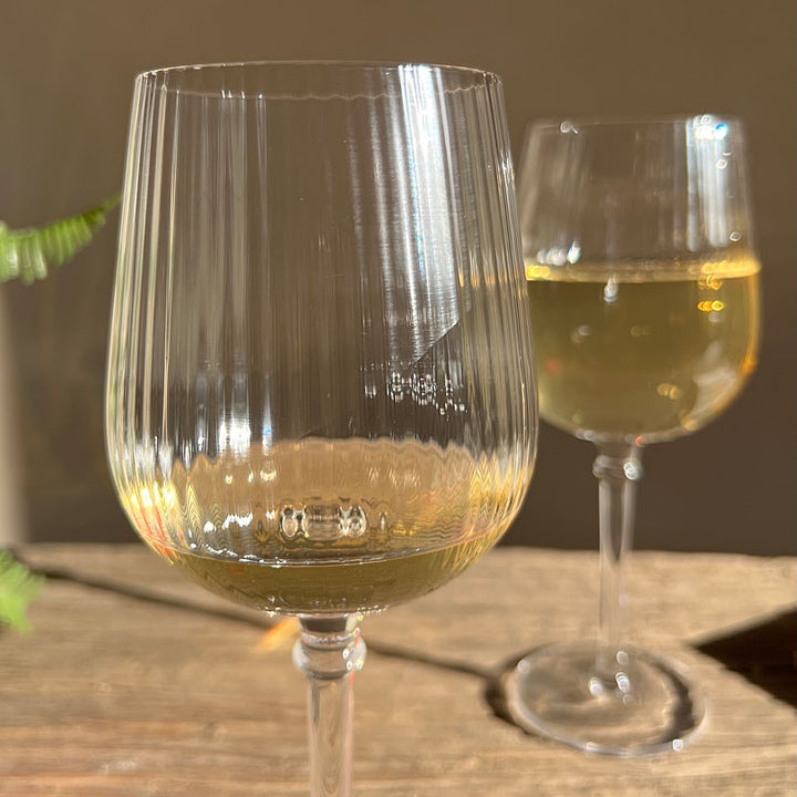 Crystaline Reeded Wine Glass